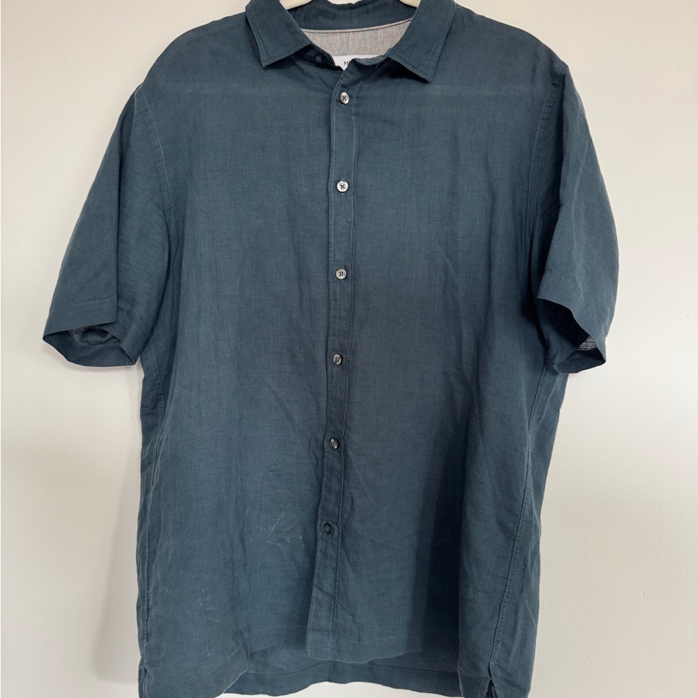 Mango Blue Linen Button-down